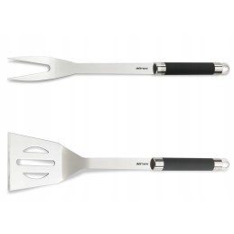 Grilio stalo įrankių rinkinys: žnyplės + mentelė + natūralus šepetys