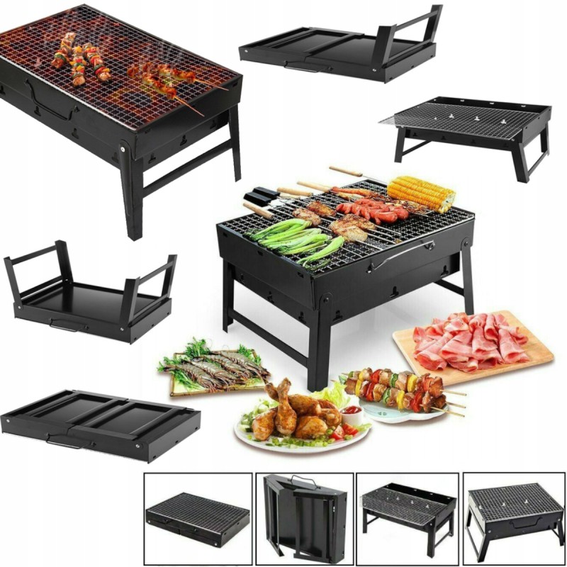 Didelė sulankstoma medžio anglis turistinė kepsninė