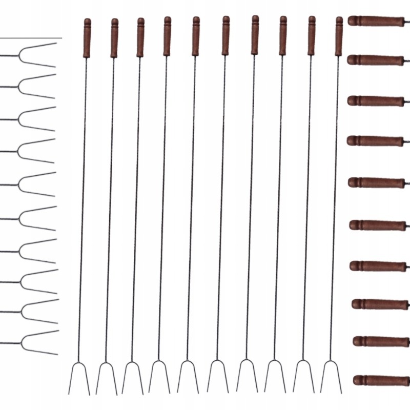 Šakės laužui, pagaliukai laužui, bbq grilis, dešrelės, 10 vnt