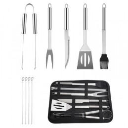 Grilio rinkinys, priedai, bbq grilio įrankiai, 9 in 1, 4 kilimėliai