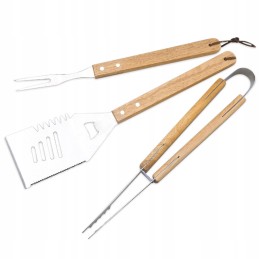 Grilio įrankių rinkinys x3: grilio žnyplės, mentelė, iešmas