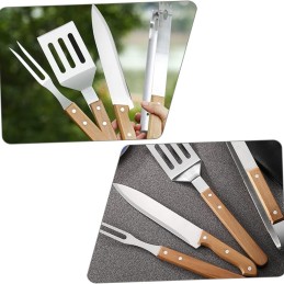 Grilio įrankių rinkinys x3: grilio žnyplės, mentelė, iešmas