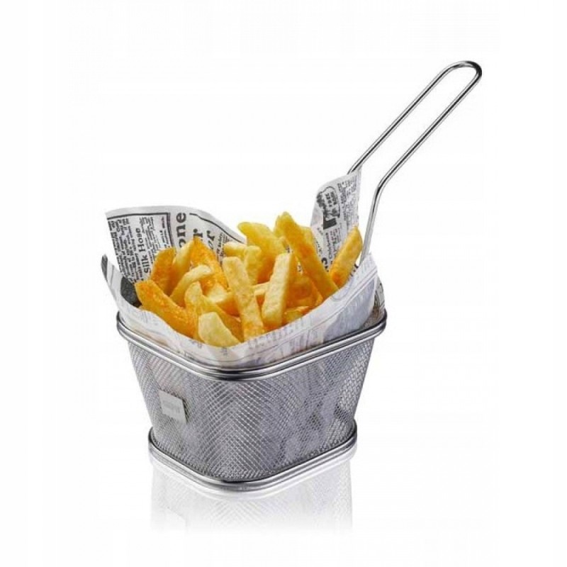 Didelis plieninis krepšys gefu bbq bulvytėms patiekti