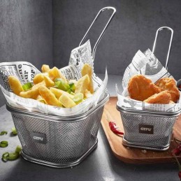 Didelis plieninis krepšys gefu bbq bulvytėms patiekti