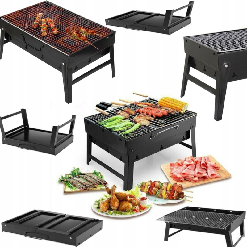 Didelė sulankstoma medžio anglis turistinė kepsninė