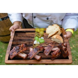 Grilio lenta užkandžiams patiekti, sūris, mėsa, grūdintas stiklas, 52x40cm, medžio motyvas