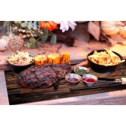 Grilio lenta užkandžiams patiekti, sūris, mėsa, grūdintas stiklas, 52x40cm, medžio motyvas