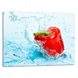 Grilio lenta užkandžiams patiekti, sūris, mėsa, grūdintas stiklas, 52x40 cm, pipirų ir žolelių motyvas