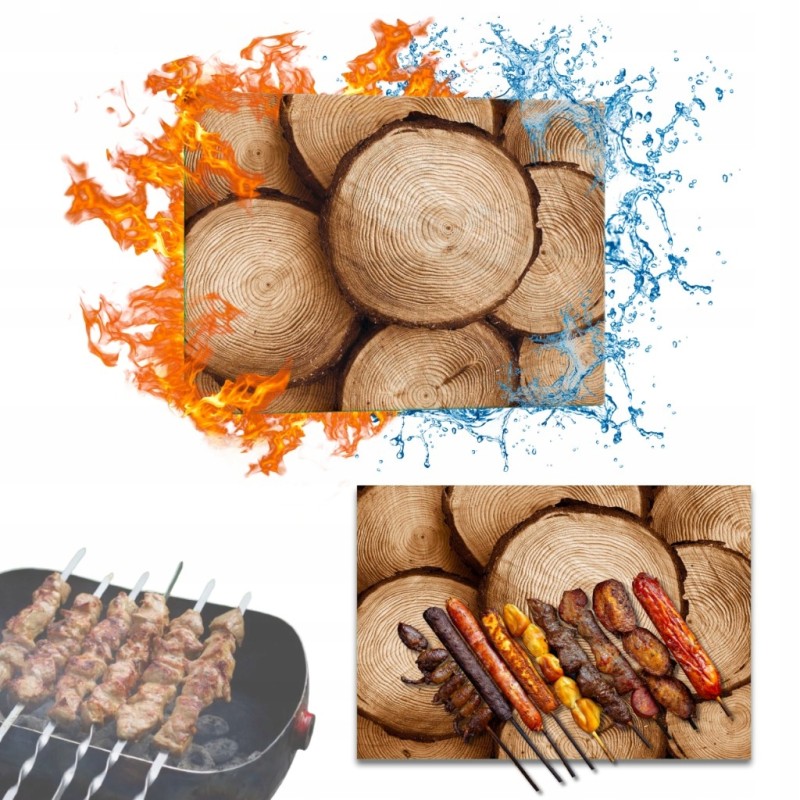 Grilio lenta užkandžiams patiekti, sūris, mėsa, grūdintas stiklas, 52x40cm, medžio motyvas