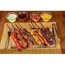 Grilio lenta užkandžiams patiekti, sūris, mėsa, grūdintas stiklas, 52x40cm, medžio motyvas