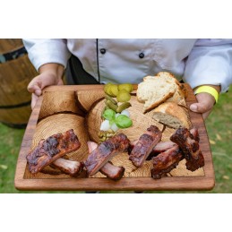 Grilio lenta užkandžiams patiekti, sūris, mėsa, grūdintas stiklas, 52x40cm, medžio motyvas