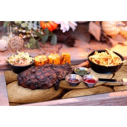 Grilio lenta užkandžiams patiekti, sūris, mėsa, grūdintas stiklas, 52x40cm, medžio motyvas