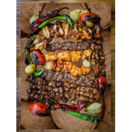 Grilio lenta užkandžiams patiekti, sūris, mėsa, grūdintas stiklas, 52x40cm, medžio motyvas