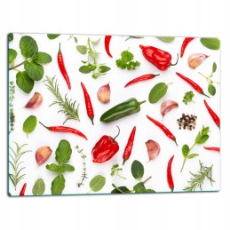 Grilio lenta užkandžiams patiekti sūris mėsa grūdintas stiklas 52x40cm motyvas pipirų žolelės