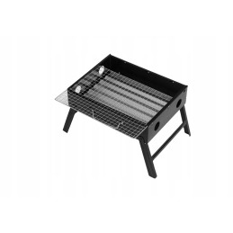 Nešiojama, sulankstoma, metalinė turistinė anglis kepsninė su lagamino rankena