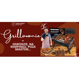 Nešiojama, sulankstoma, metalinė turistinė anglis kepsninė su lagamino rankena