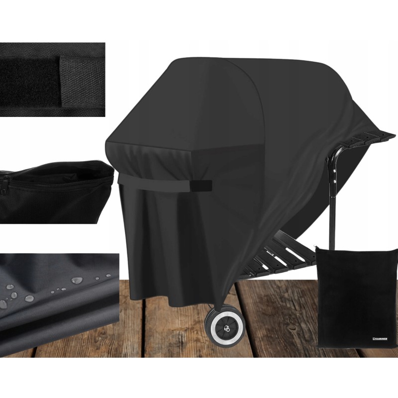 Waterproof large garden cover for universal grill with Velcro and case