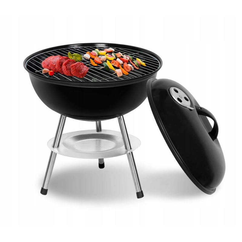 Sunjas anglinis grilis nešiojamas, mažas 33,5 x 33,5 cm, skirtas kepti ant grotelių, lauke, stovyklavimui ir piknikui (3-5 žmonė