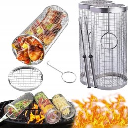 2x krepšelis daržovėms ir bulvytėms kepti, grotelės, besisukantis grilio tinklelis, 30x9cm