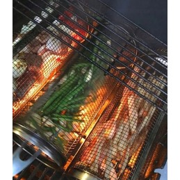 2x krepšelis daržovėms ir bulvytėms kepti, grotelės, besisukantis grilio tinklelis, 30x9cm