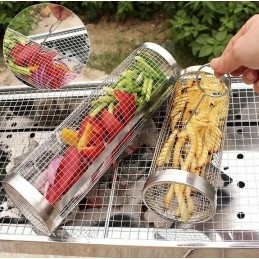 2x krepšelis daržovėms ir bulvytėms kepti, grotelės, besisukantis grilio tinklelis, 30x9cm