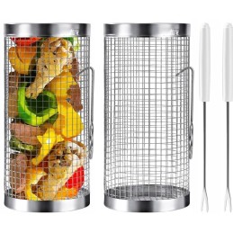 2x krepšelis daržovėms ir bulvytėms kepti, grotelės, besisukantis grilio tinklelis, 30x9cm