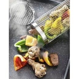 2x krepšelis daržovėms ir bulvytėms kepti, grotelės, besisukantis grilio tinklelis, 30x9cm