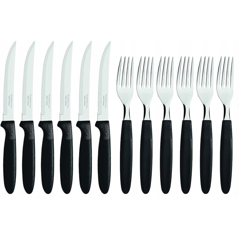 Tramontina Ipanema kepsnių stalo įrankiai 12 vnt, juodi