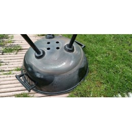 Didelės anglies grotelės su ratukais, uždara apvali peleninė