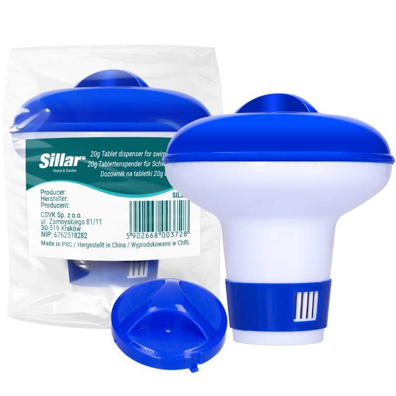Baseino dozatoriaus plūduras baseino chloro tabletėms 20g sillar