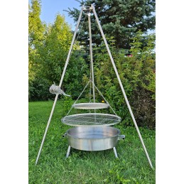 300cm virvė, 3x50cm grandinėlė grotelėms, nerūdijančio plieno trikojo rinkinys