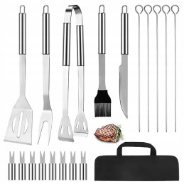 Kepsninės komplektas, priedai, kepsninės reikmenys, nerūdijantis plienas, 18 vnt.