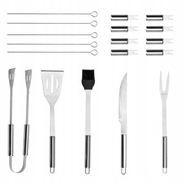 Kepsninės komplektas, priedai, kepsninės reikmenys, nerūdijantis plienas, 18 vnt.