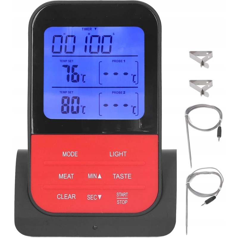 Belaidis termometras su laikmačiu ir dviem temperatūros zondais