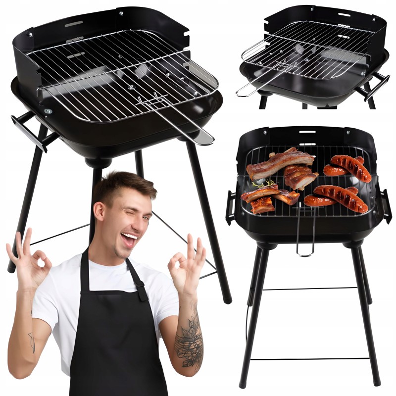 Anglies sodo kepsninė briketams, reguliuojamos pikniko grotelės