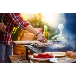 Anglies sodo kepsninė briketams, reguliuojamos pikniko grotelės