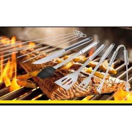 Kepsninės komplektas, priedai, kepsninės reikmenys, nerūdijantis plienas, 18in1