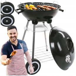 Sferinės sodo kepsninės su dangteliu ir transportavimo ratukais