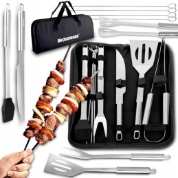 9 nerūdijančio plieno kepimo indų, grilio žnyplių ir peilių rinkinys