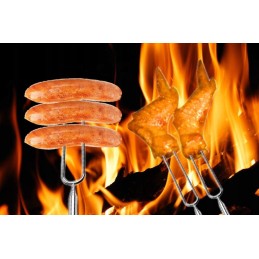8x dvigubi iešmai laužui, kepsninė dešrelių iešmams, iešmas 81 cm