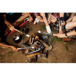 8x dvigubi iešmai laužui, kepsninė dešrelių iešmams, iešmas 81 cm