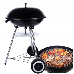 Sodo kepsninė su anglimis su dangteliu, apvali, uždara sferinė grilis su ratukais