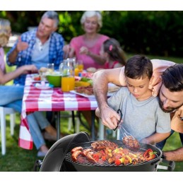 Sodo kepsninė su anglimis su dangteliu, apvali, uždara sferinė grilis su ratukais