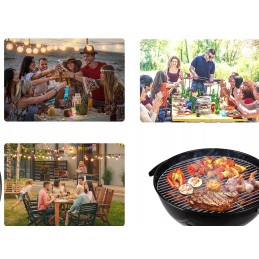 Sodo kepsninė su anglimis su dangteliu, apvali, uždara sferinė grilis su ratukais