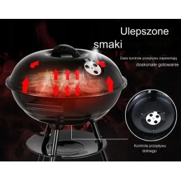Sodo kepsninė su anglimis su dangteliu, apvali, uždara sferinė grilis su ratukais