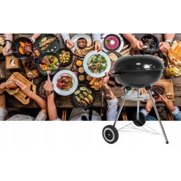 Sodo kepsninė su anglimis su dangteliu, apvali, uždara sferinė grilis su ratukais