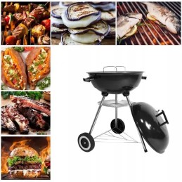 Sodo kepsninė su anglimis su dangteliu, apvali, uždara sferinė grilis su ratukais