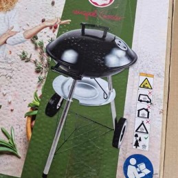 Sodo kepsninė su anglimis su dangteliu, apvali, uždara sferinė grilis su ratukais