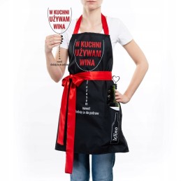 Prijuostė gaminančiai moteriai Gaminu su vynu