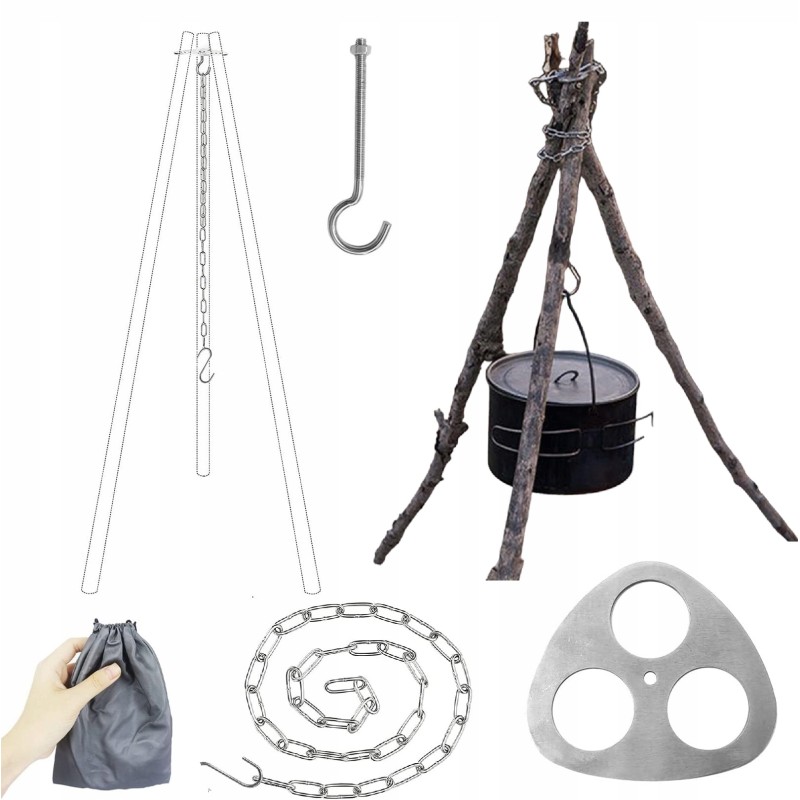 Reguliuojamas kempingo trikojis skirtas įkurti laužą lauke